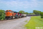 BNSF 9736 rounding the curve with U-SIOBAR around noon on Friday